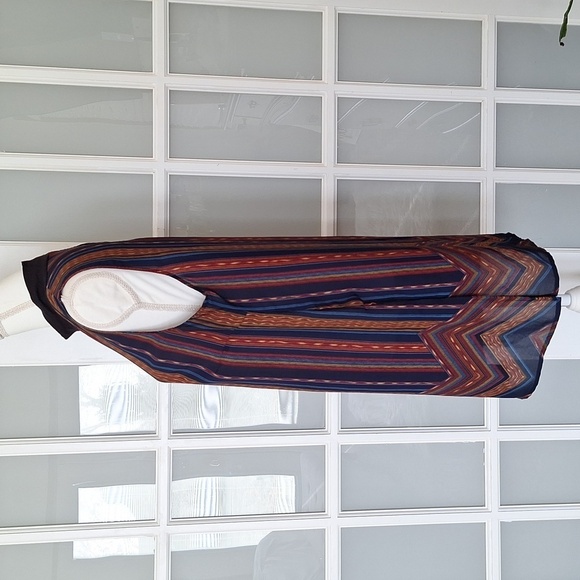 Bobeau Split Side Mock Neck Stripe Tunic Blouse - Picture 7 of 16